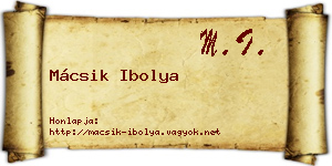 Mácsik Ibolya névjegykártya